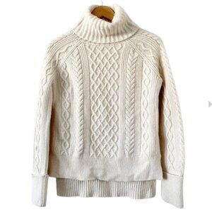 Madewell Turtleneck Fisherman’s Wool Blend Cable Knit Sweater